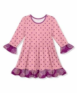 Coupon 😍 Outlet ❤️ Penelope Plumm Rose Pink Dot Ruffle-Hem Shift 👗 👗 Dress - Toddler & 👧 Girls 🛒 😍
