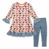 Brand new 🔔 Best Pirce ✔️ Penelope Plumm Ecru Heart Ruffle Shift 👗 👗 Dress & Stone Floral Leggings - Toddler & 👧 Girls 🌟 ⌛