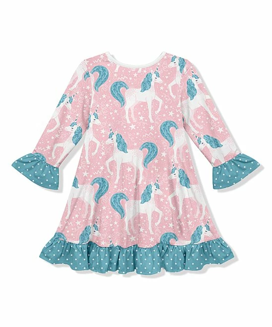 Wholesale ๐ Hot Sale ๐งจ Penelope Plumm Lemonade Unicorn Stars Ruffle-Trim Shift ๐ ๐ Dress - Toddler & ๐ง Girls ๐ฏ ๐ - Image 2