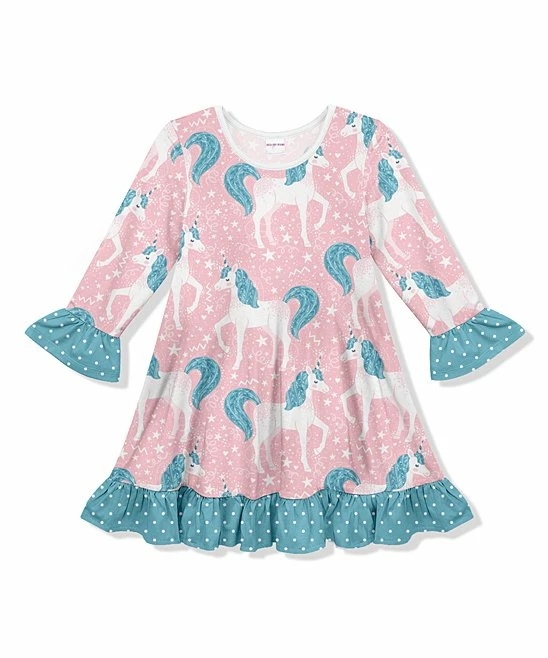 Wholesale ๐ Hot Sale ๐งจ Penelope Plumm Lemonade Unicorn Stars Ruffle-Trim Shift ๐ ๐ Dress - Toddler & ๐ง Girls ๐ฏ ๐