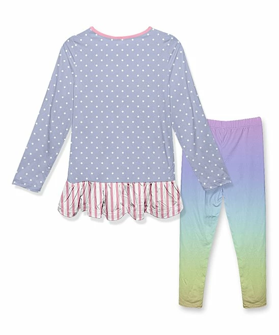 Best Pirce โจ Best Sale โค๏ธ Penelope Plumm Purple Floral Unicorn Tunic & Ombrรฉ Leggings - ๐ง Girls ๐ ๐ฏ - Image 2