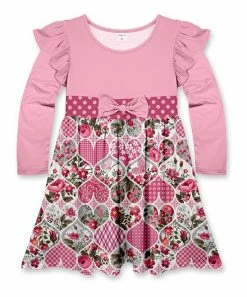 Top 10 🛒 Discount 😍 Penelope Plumm Pink Floral Hearts Flutter-Sleeve 👗 👗 Dress - Toddler & 👧 Girls 😉 🥰