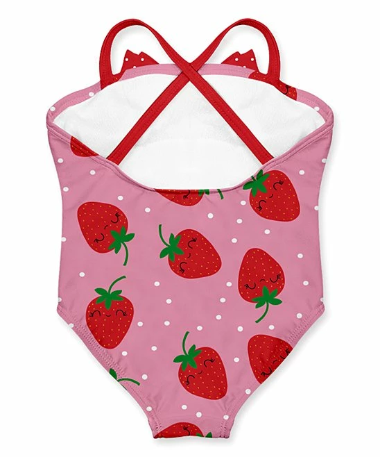 Deals ๐ Deals ๐งจ Penelope Plumm Bubblegum Strawberries Bow One-Piece - Infant & Toddler ๐คฉ ๐คฉ - Image 2