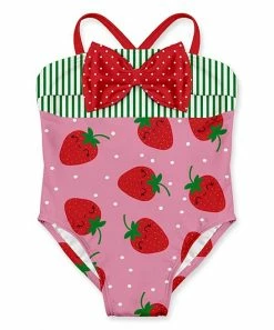 Deals 🛒 Deals 🧨 Penelope Plumm Bubblegum Strawberries Bow One-Piece - Infant & Toddler 🤩 🤩
