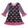 Brand new 🤩 Discount ⌛ Penelope Plumm Magenta & Black Stripe & Floral Ruffle Trim Shift 👗 👗 Dress - Toddler & 👧 Girls ❤️ 🤩