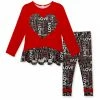 Budget 🥰 Wholesale 🌟 Penelope Plumm Red 'Love' Heart Ruffle Tunic & Black 'Love' Leggings - Toddler & 👧 Girls ⭐ 🔥