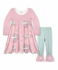 Best deal ๐ Cheapest ๐ Penelope Plumm Pink Unicorn Babydoll ๐ ๐ Dress & Ruffle-Hem Leggings - Toddler & ๐ง Girls ๐ฏ โ๏ธ