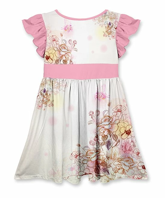 Best Pirce ๐ Promo โ Penelope Plumm White Floral Cat Bow Flutter-Sleeve ๐ ๐ Dress - Toddler & ๐ง Girls โจ ๐คฉ - Image 2