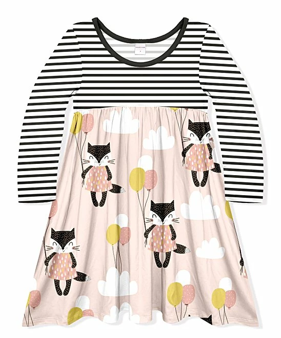 Cheap 🤩 Deals 💯 Penelope Plumm Black Striped & Salmon Cats Babydoll 👗 👗 Dress 🎉 ❤️
