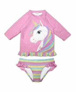 Cheap ๐ Cheap ๐ฅ Penelope Plumm Pink Unicorn Stripe Rashguard Set - Toddler & ๐ง Girls โจ ๐