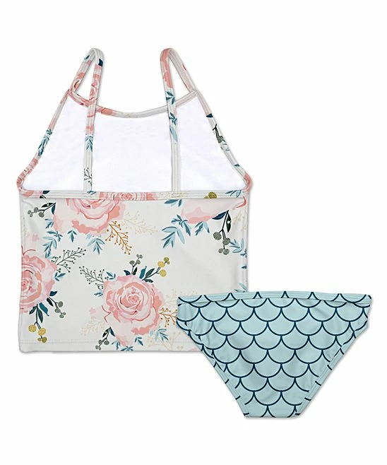 Outlet ๐ Brand new โจ Penelope Plumm Ecru & Sapphire Floral Tankini - Toddler & ๐ง Girls ๐ฅ ๐ - Image 2