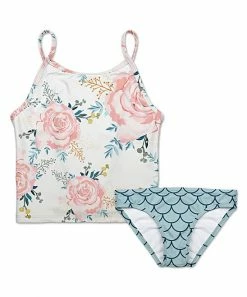 Outlet 🎁 Brand new ✨ Penelope Plumm Ecru & Sapphire Floral Tankini - Toddler & 👧 Girls 🔥 🛒