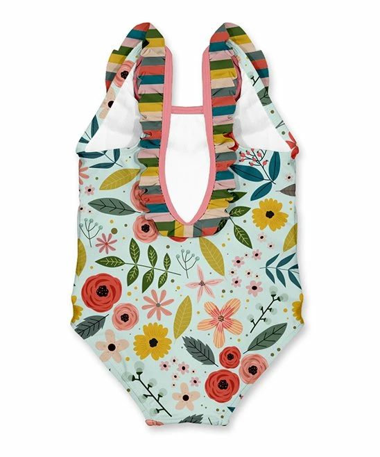 Best deal 👏 Best reviews of ⭐ Penelope Plumm Mint Floral Leaves Ruffle One-Piece 🩱 🩱 Swimsuit - Infant & Toddler 🔥 🛒 - Image 2