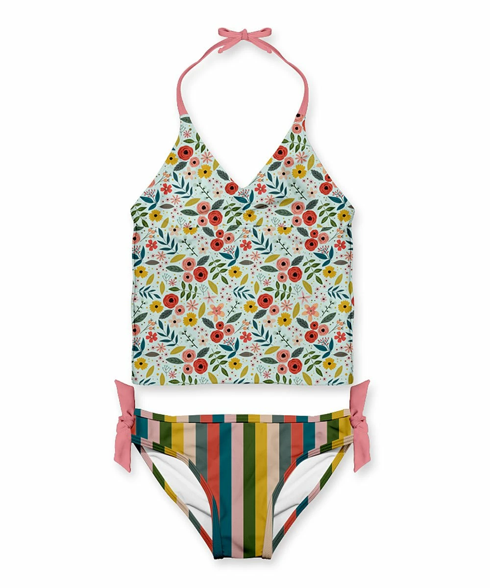 Top 10 ๐ Coupon โจ Penelope Plumm Mint Floral-Contrast Stripe Tankini - Toddler & ๐ง Girls ๐ โ๏ธ