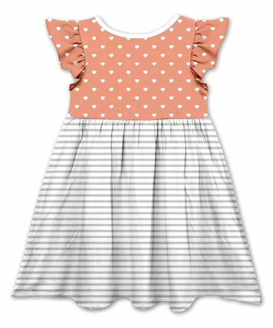 Cheapest โ๏ธ Best reviews of โจ Penelope Plumm Apricot & Gray Heart Bunny Angel-Sleeve ๐ ๐ Dress - Toddler & ๐ง Girls ๐ โ - Image 2