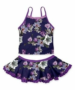 Deals 👏 New 😉 Penelope Plumm Eggplant Floral Tankini - Toddler & 👧 Girls ✨ ⌛