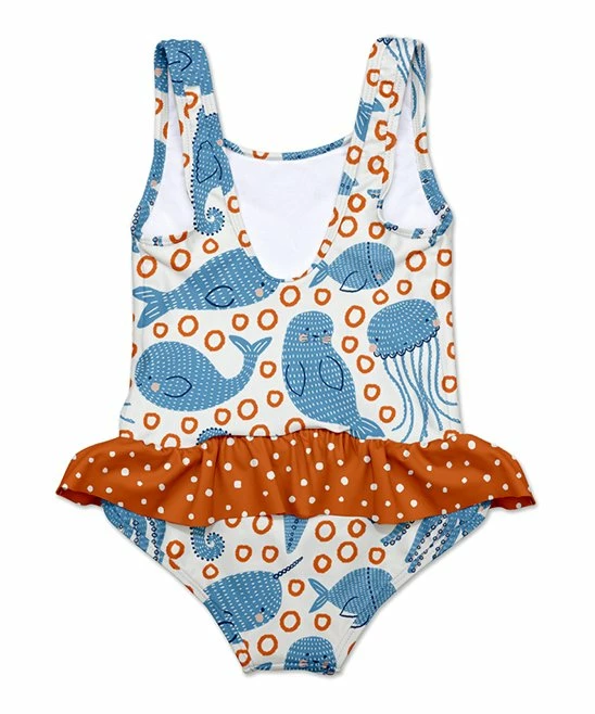 Top 10 ๐ Top 10 ๐ฅฐ Penelope Plumm White & Orange Marine Lives ๐ ๐ Skirted One-Piece - Infant, Toddler & ๐ง Girls ๐ฅฐ โค๏ธ - Image 2