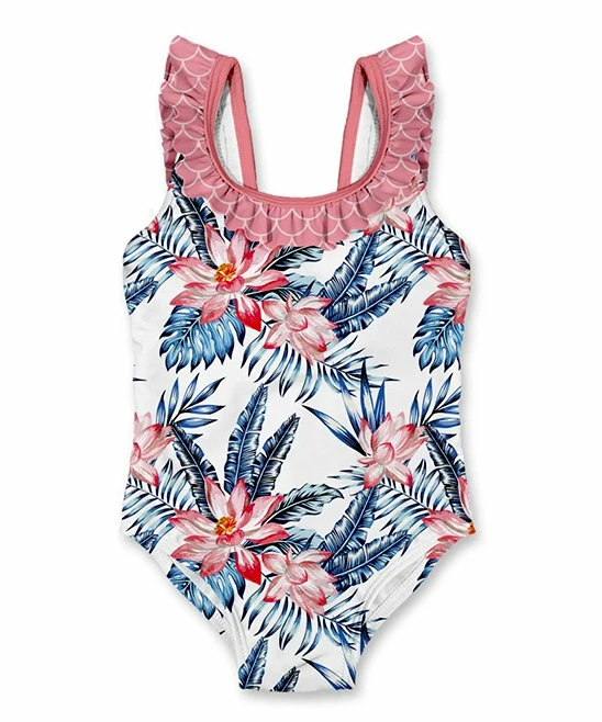 Deals ๐ Deals ๐ Penelope Plumm White & Pink Floral Ruffle One-Piece - Infant & Toddler ๐ฅ ๐