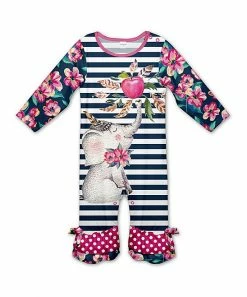 Promo ✨ Best reviews of 🛒 Penelope Plumm Navy Stripe Floral Elephant Ruffle Playsuit - Infant & Toddler 🎁 🔔
