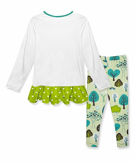 Hot Sale ๐ Buy ๐ฏ Penelope Plumm White Tree Ruffle Tunic & Light Green Trees Leggings - Toddler & ๐ง Girls โ๏ธ ๐ - Image 2