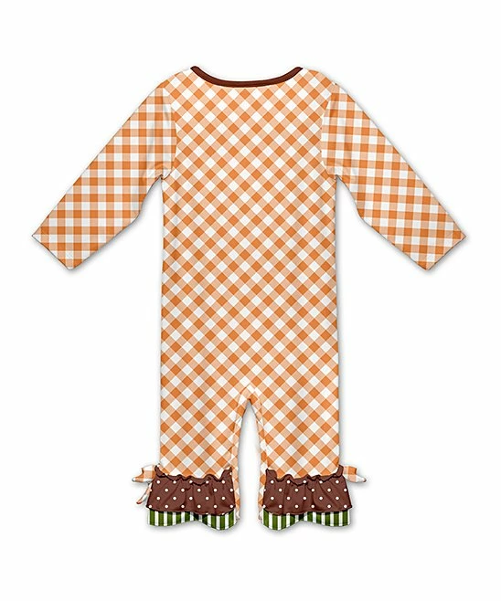 Best Sale ๐ Deals ๐ Penelope Plumm Orange Plaid Squirrel Ruffle Playsuit โญ ๐ - Image 2