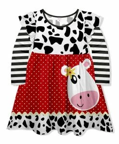 Best Pirce 💯 Cheapest 🎉 Penelope Plumm Black & Red Dots Cow Angel-Sleeve 👗 👗 Dress - Toddler & 👧 Girls 🔥 👍