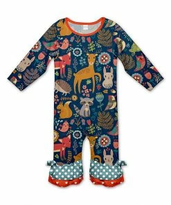 Outlet ⭐ Best reviews of ⌛ Penelope Plumm Dark Navy Animal Ruffle Playsuit - Infant & Toddler 🤩 😀