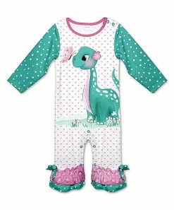 Best reviews of โญ Coupon ๐ฅ Penelope Plumm Light Sea Green & White Heart Dinosaur Ruffle-Hem Playsuit - Infant & Toddler ๐ โค๏ธ