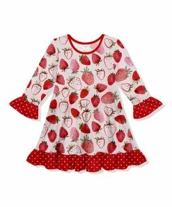 Best deal β Coupon π Penelope Plumm Pink & Red Strawberry Ruffle-Trim Shift π π Dress - Toddler & π§ Girls π₯° π₯°