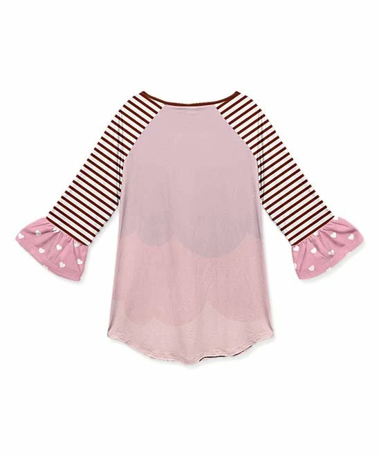 Best Sale โจ Promo โ Penelope Plumm Brown & Pink Floral Koala Ruffle Raglan Tunic - Toddler & ๐ง Girls โญ ๐ฏ - Image 2