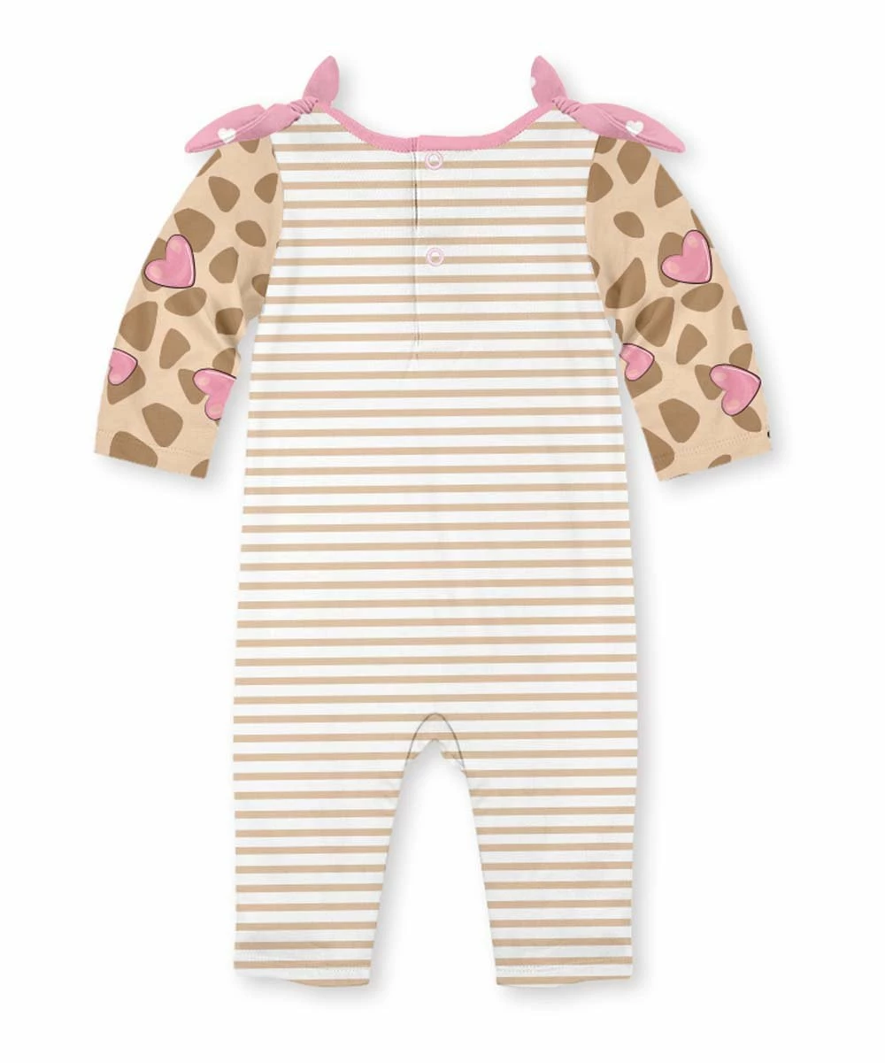 Wholesale ๐ฅฐ Flash Sale ๐ Penelope Plumm Beige Stripe Heart Giraffe Knot Playsuit - Infant & Toddler โค๏ธ ๐ฏ - Image 2