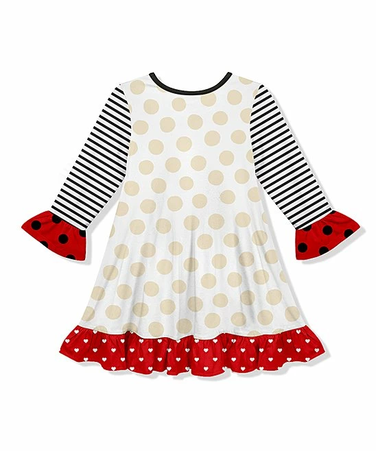 Best deal ๐ Discount ๐ Penelope Plumm Black & White Polka Dot Sheep & Ladybug Ruffle-Trim Shift ๐ ๐ Dress - Toddler & ๐ง Girls โค๏ธ โค๏ธ - Image 2