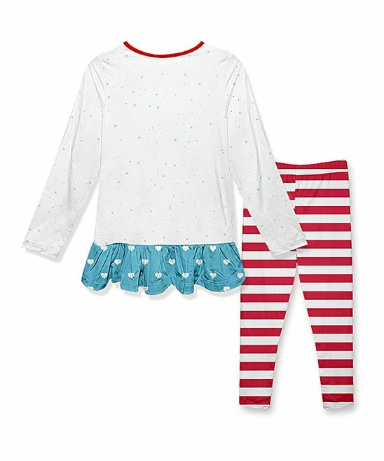 Hot Sale ๐ New ๐ Penelope Plumm White ๐ฌ ๐ฌ Candy Cane Mug Ruffle Tunic & Red Stripe Bow Pants - ๐ง Girls ๐ ๐ - Image 2