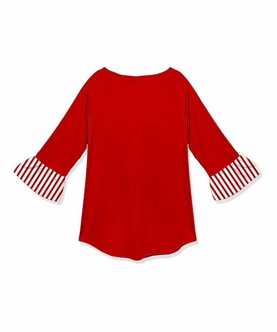 Best Pirce ๐ Buy ๐ Penelope Plumm Red & White Santa Ruffle Raglan Tunic - ๐ง Girls ๐ โจ - Image 2