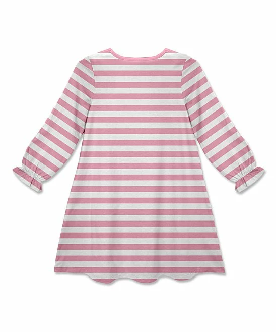 Cheap 😍 Top 10 👏 Penelope Plumm Pink Stripe Cow Sheep Pyramid Puff-Sleeve Shift 👗 👗 Dress - Toddler & 👧 Girls 🔔 🎉 - Image 2