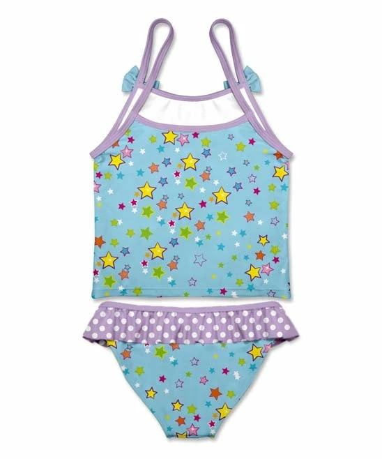New ๐ Top 10 ๐งจ Penelope Plumm Sky Blue Star Unicorn Bow & Ruffle Tankini - Toddler & ๐ง Girls โ๏ธ ๐คฉ - Image 2