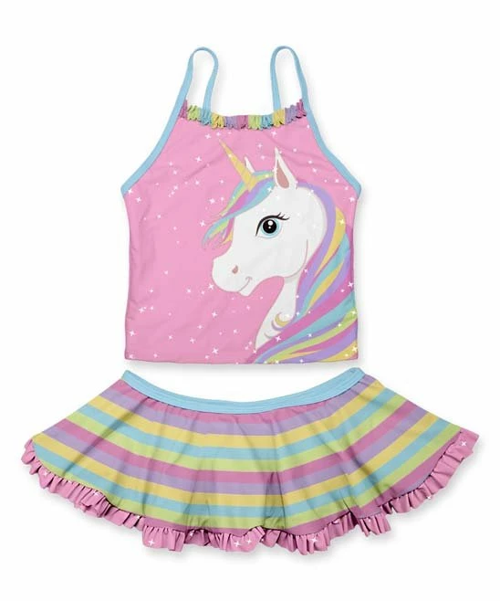 Coupon ๐ New ๐ Penelope Plumm Pink Starry Unicorn ๐ ๐ Skirted Tankini - Toddler & ๐ง Girls ๐ฅฐ ๐งจ