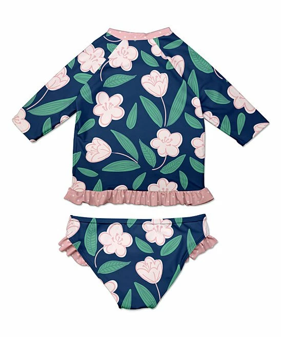 Top 10 โจ Best Sale โค๏ธ Penelope Plumm Dark Navy Floral Ruffle-Accent Rashguard Set - Toddler & ๐ง Girls ๐ฏ ๐ - Image 2