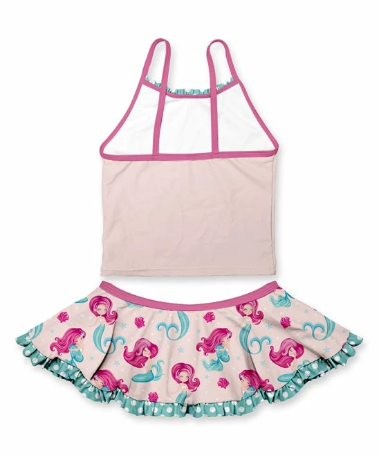 Promo ๐งจ Best Sale ๐ Penelope Plumm Pink & Teal Mermaid ๐ ๐ Skirted Tankini Set - Toddler & ๐ง Girls ๐ ๐ - Image 2