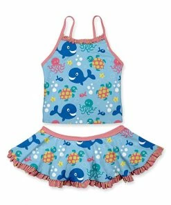 Best Sale 😉 Cheapest 🎉 Penelope Plumm Blue & Pink Sea Life 👗 👗 Skirted Tankini - Toddler & 👧 Girls 🥰 ✨