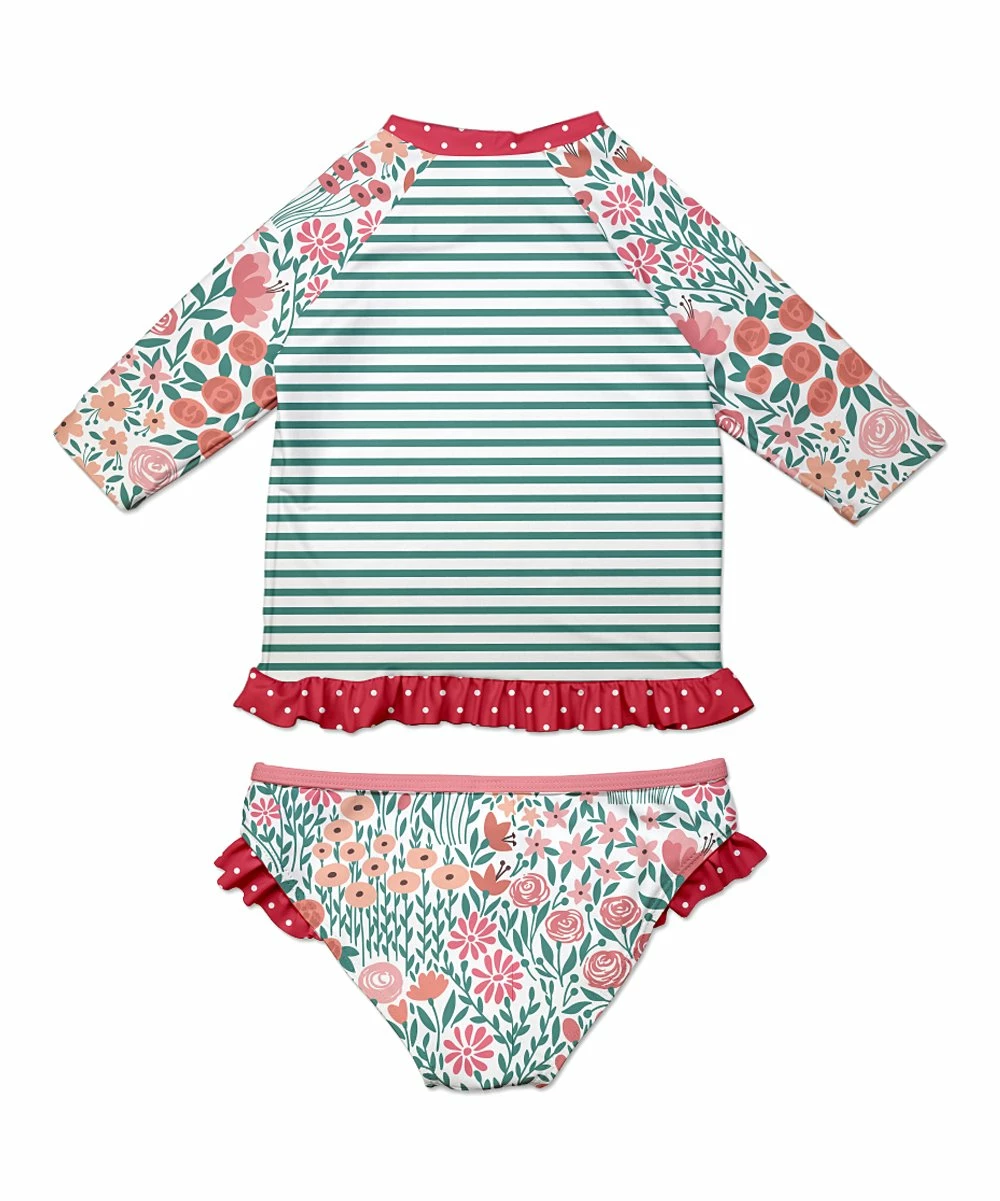 Discount ๐ฅฐ Best deal ๐คฉ Penelope Plumm Teal Flamingo Three-Quarter Sleeve Rashguard Set - Toddler & ๐ง Girls ๐ ๐งจ - Image 2