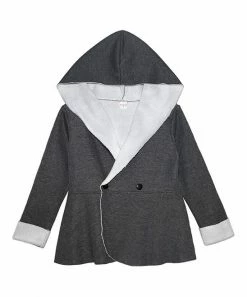 Deals 👍 Best reviews of ❤️ Penelope Plumm Dark Heather Gray & White Hooded 🧥 🧥 Coat - 👧 Girls 🥰 ✨