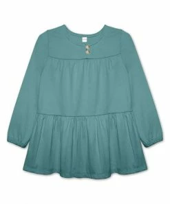 Outlet ⭐ Best reviews of ⌛ Penelope Plumm Steel Blue Tiered Button-Front Babydoll Top - 👧 Girls 👍 😉